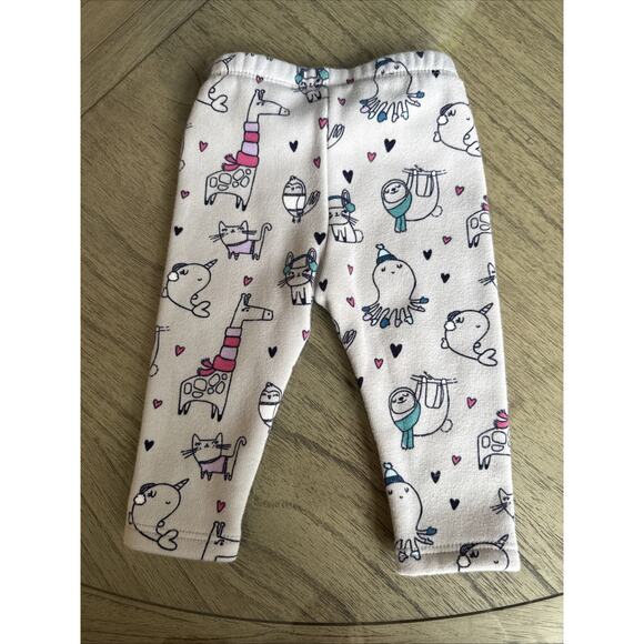 Gymboree 6-12 M Animals In Winter Clothes And Hearts Pull On Fleece Lined Pants - Picture 6 of 6